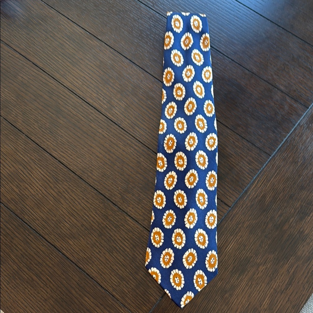 Vintage Hugo Boss Blue Abstract Print Silk Tie